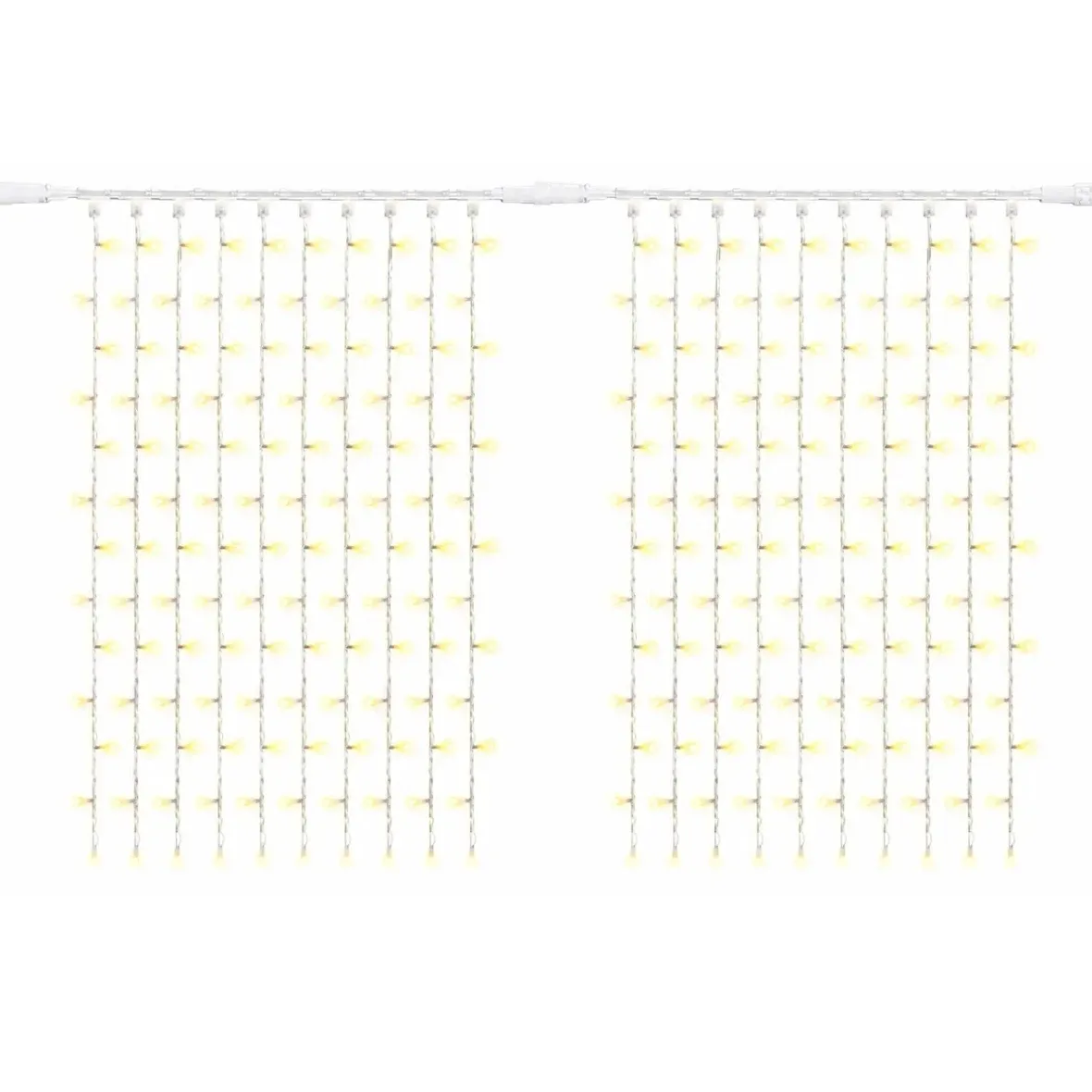 Vonkajší svetelný záves LED Easy Fix 200 × 150 cm, teplá biela s FLASH, 300 LED diód, biely kábel IP67, predĺženie