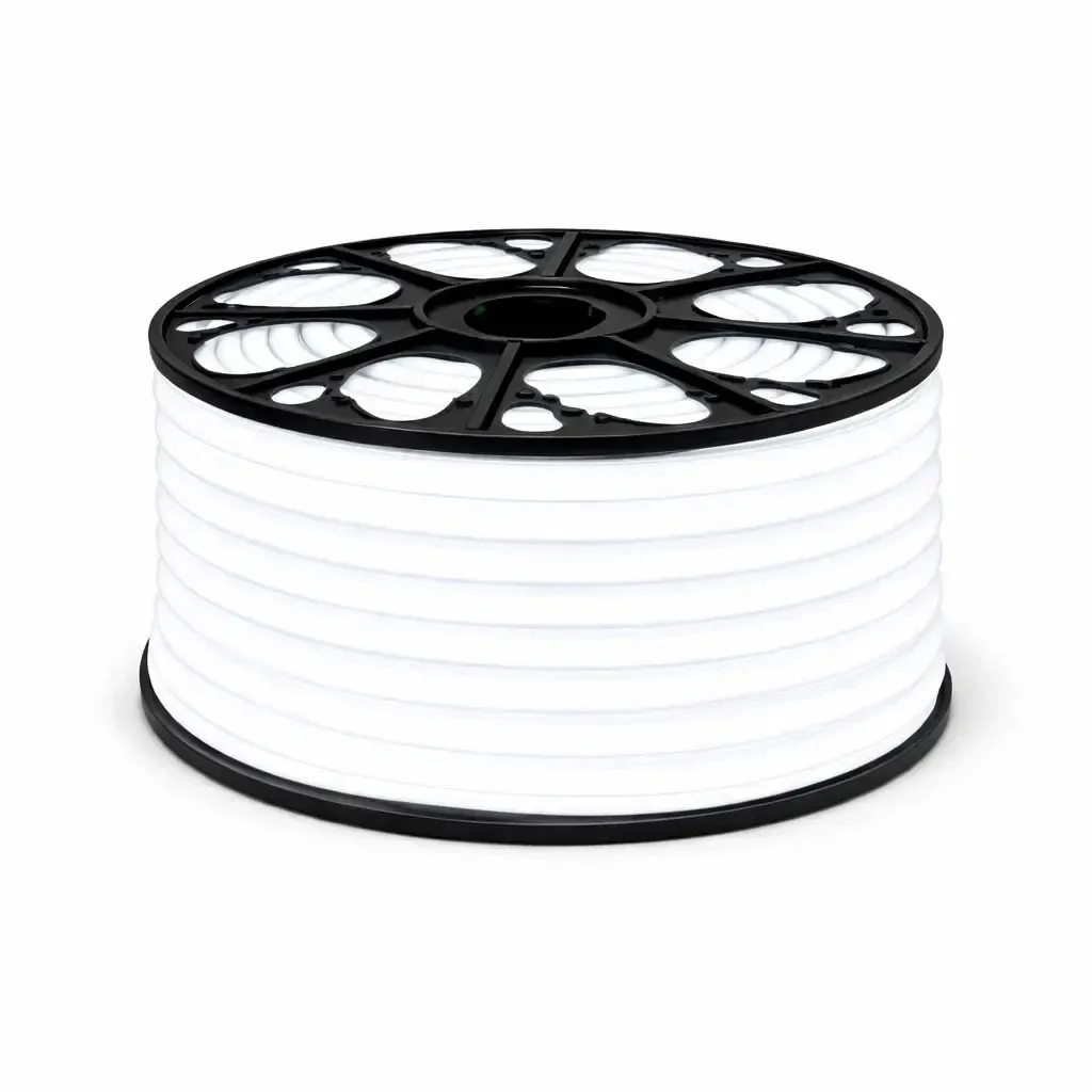 Easy Fix LED neonová hadica pre vonkajšie použitie, 50 m, typ D (jednostranná), ľadovo biela, 3000 diód, biely kábel, IP67, cievka