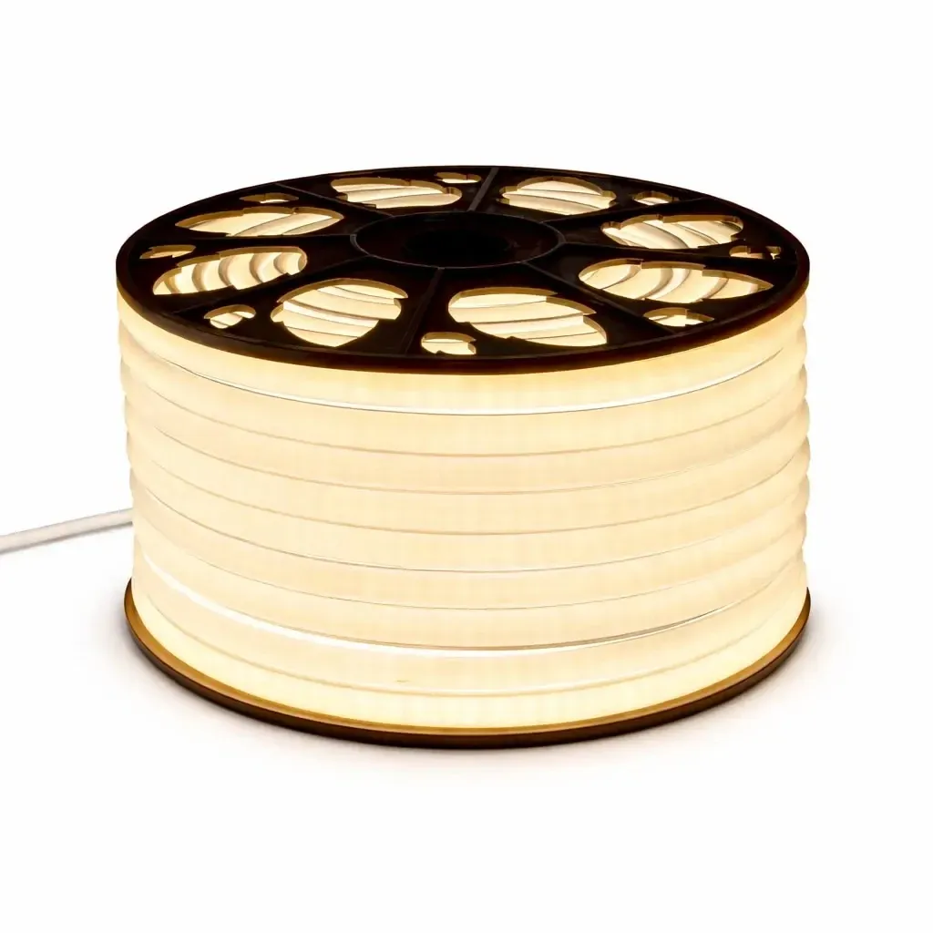 Easy Fix LED neonová hadica pre vonkajšie použitie, 50 m, typ D (jednostranná), teplá biela, 3000 diód, biely kábel, IP44, cievka
