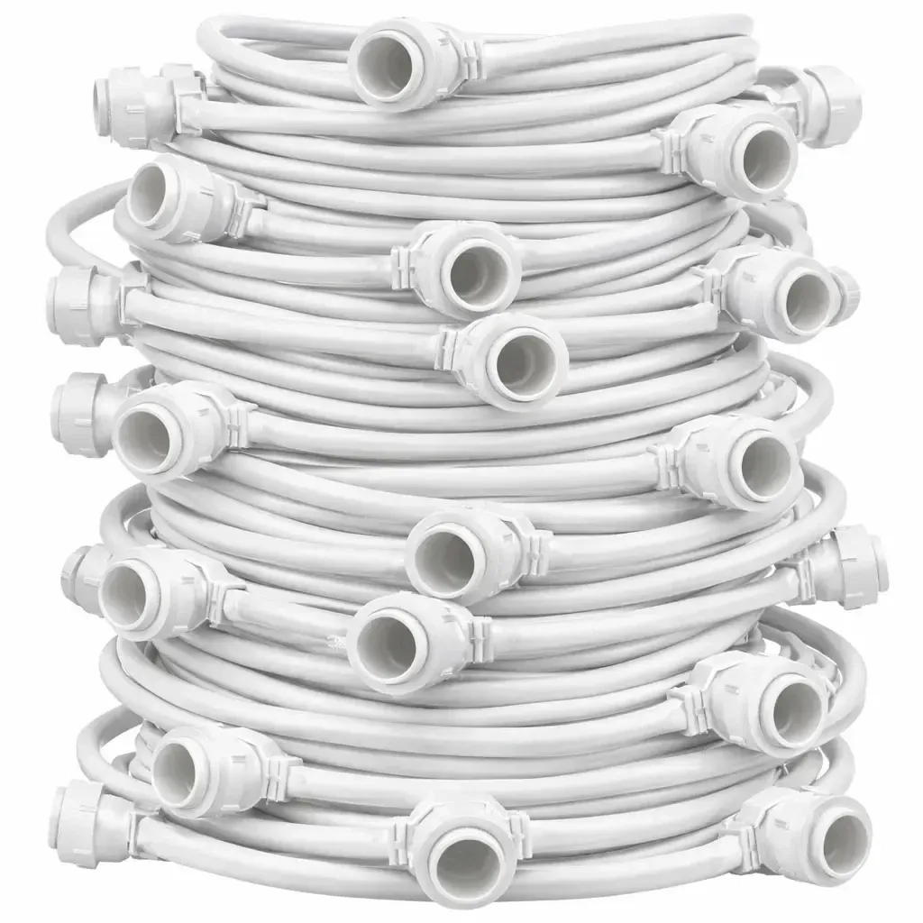 Svetelná girlanda Easy Fix, vonkajšia, 50 m, pre 50 žiaroviek E27, biely kábel, IP67, bez žiaroviek, cievka