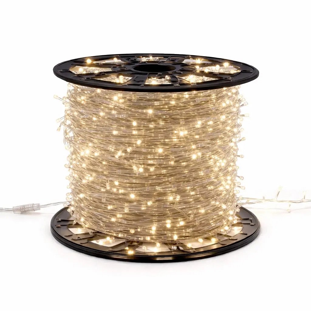 Svetelný reťazec Easy Fix LED, 100 m, teplá biela s blikajúcim režimom, 1000 LED diód, priehľadný kábel, IP20, do interiéru, cievka