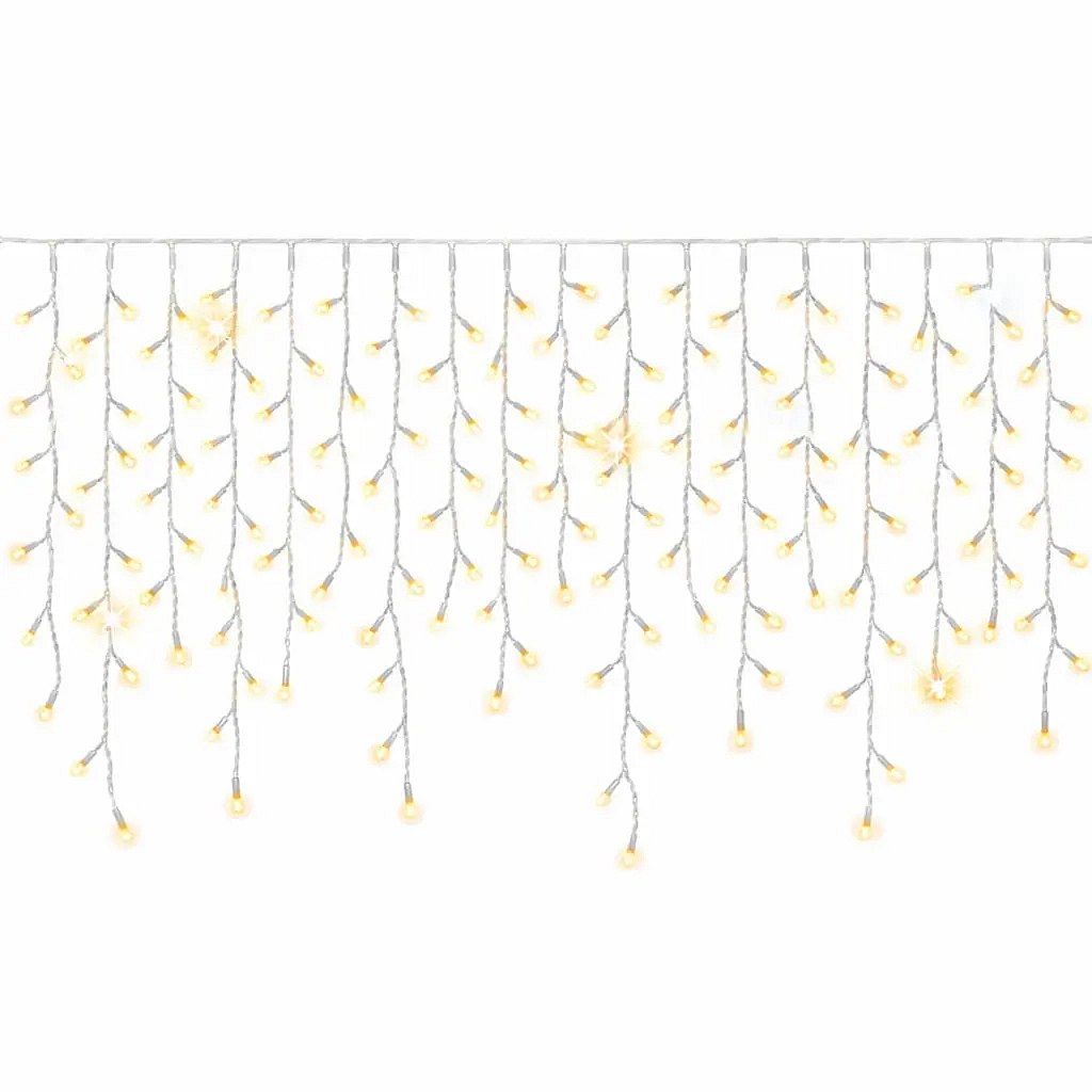 Easy Fix vonkajšie LED rampouchy, svetelné kvapky, 300 × 90 cm, teplá biela s efektom FLASH, 174 diód, biely kábel, IP67, predlžovací