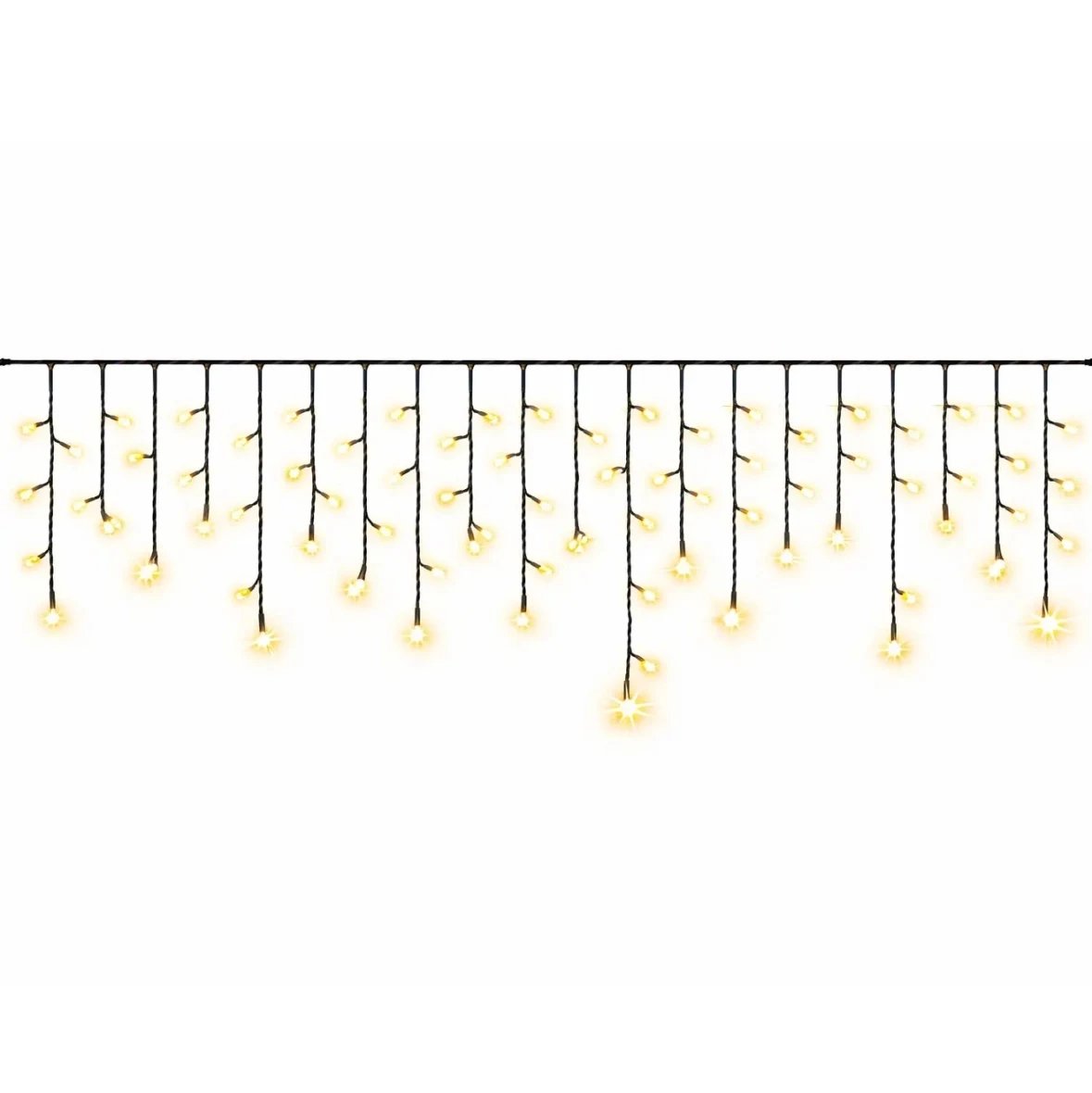 Easy Fix vonkajšie LED ľadové kvapky, svietiace, 300 × 50 cm, teplá biela s efektom FLASH, 114 diód, čierny kábel, IP67, predlžovací