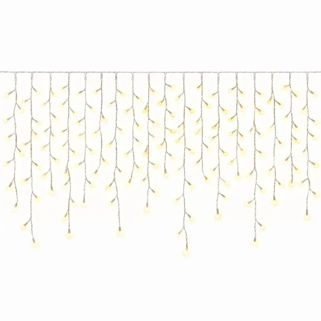 Easy Fix vonkajšie LED ľadové kvapky, svietiace, 300 × 90 cm, teplá biela, 174 diód, biely kábel, IP67, predlžovací
