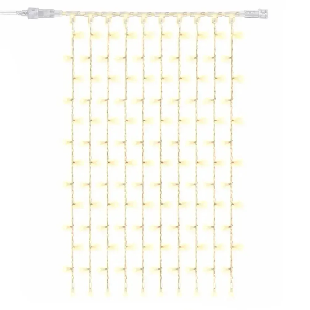 Easy Fix LED svetelná závesná dekorácia do interiéru, 100 × 150 cm, teplá biela, 150 LED diód, 10 reťazcov, priehľadný kábel, IP20, predlžovací