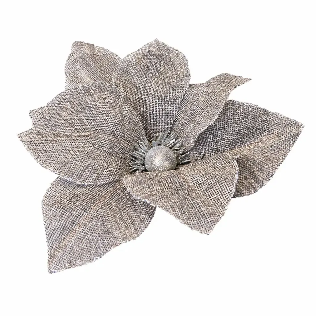 Dekorácia umelý kvet sivá 20,5 × 17 cm, priadza