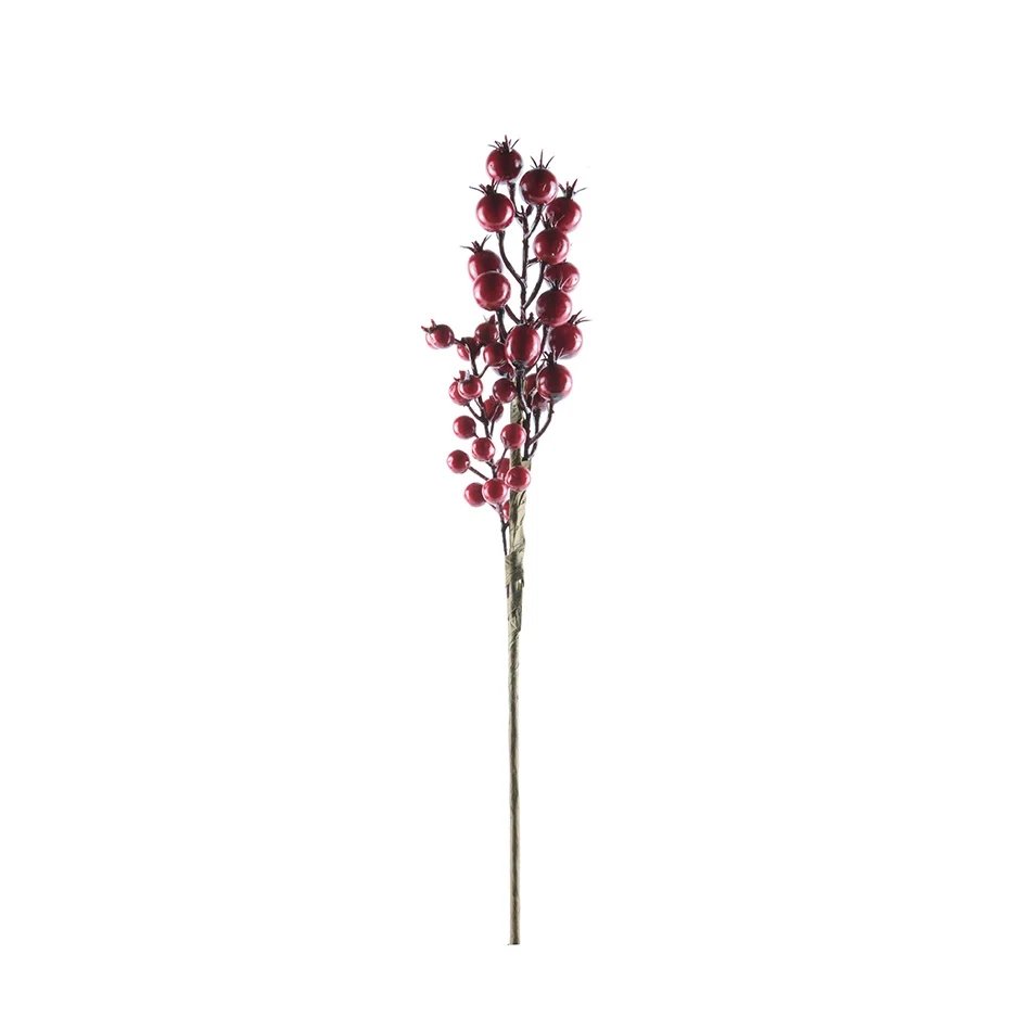 Výroba - Vianočná dekorácia červená vetvička, 38 cm, plast