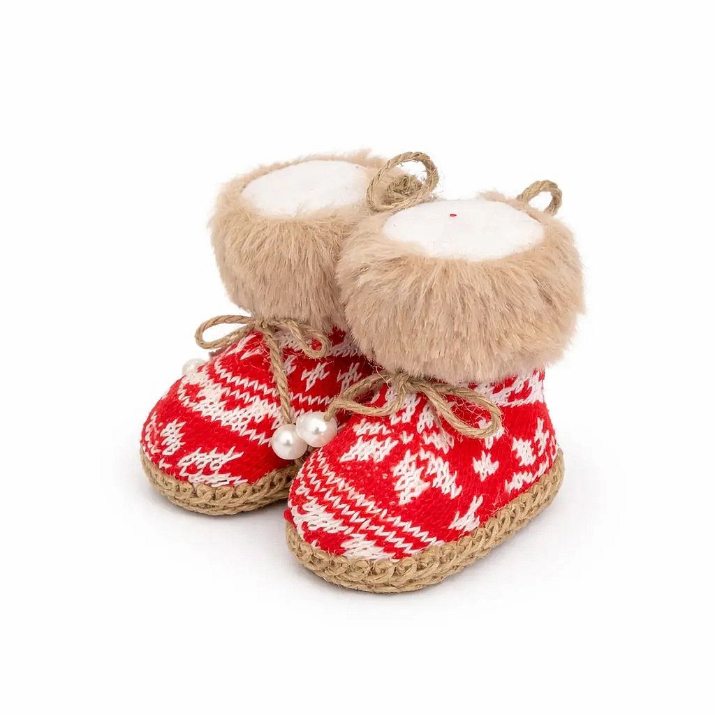 Ozdoba na vianočný stromček, snežnice, 10 × 8,5 × 8 cm, textil, interiér, na zavesenie, červená