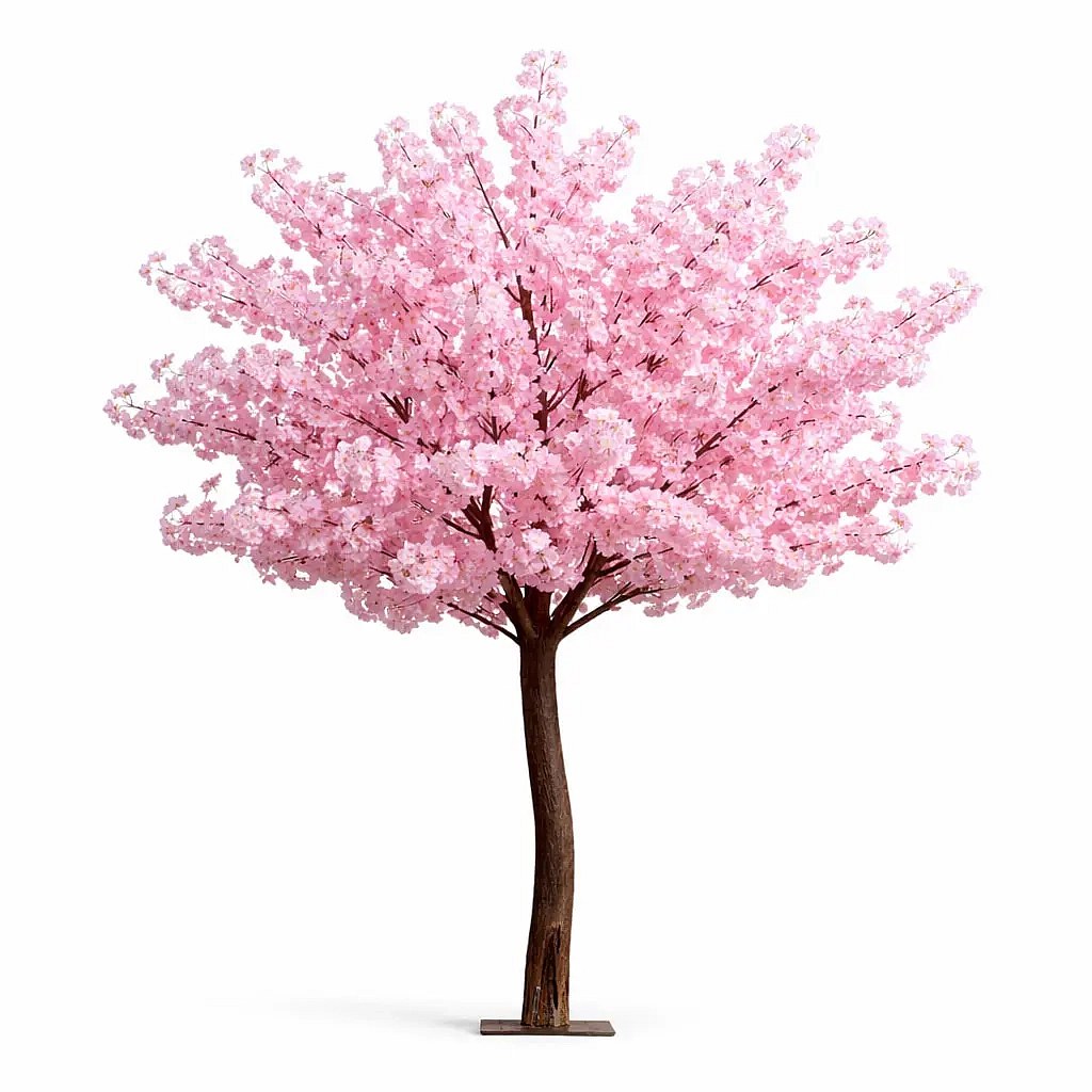 3D umelý strom Sakura 200 × 150 cm, ružová dekorácia, IP44, kov a plast
