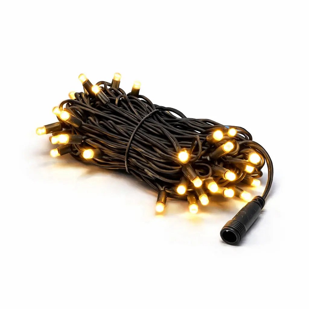 Svetelná reťaz LED Easy Fix 10 m vonkajšia teplá biela, 100 LED diód, čierny kábel IP67 vrátane napájania