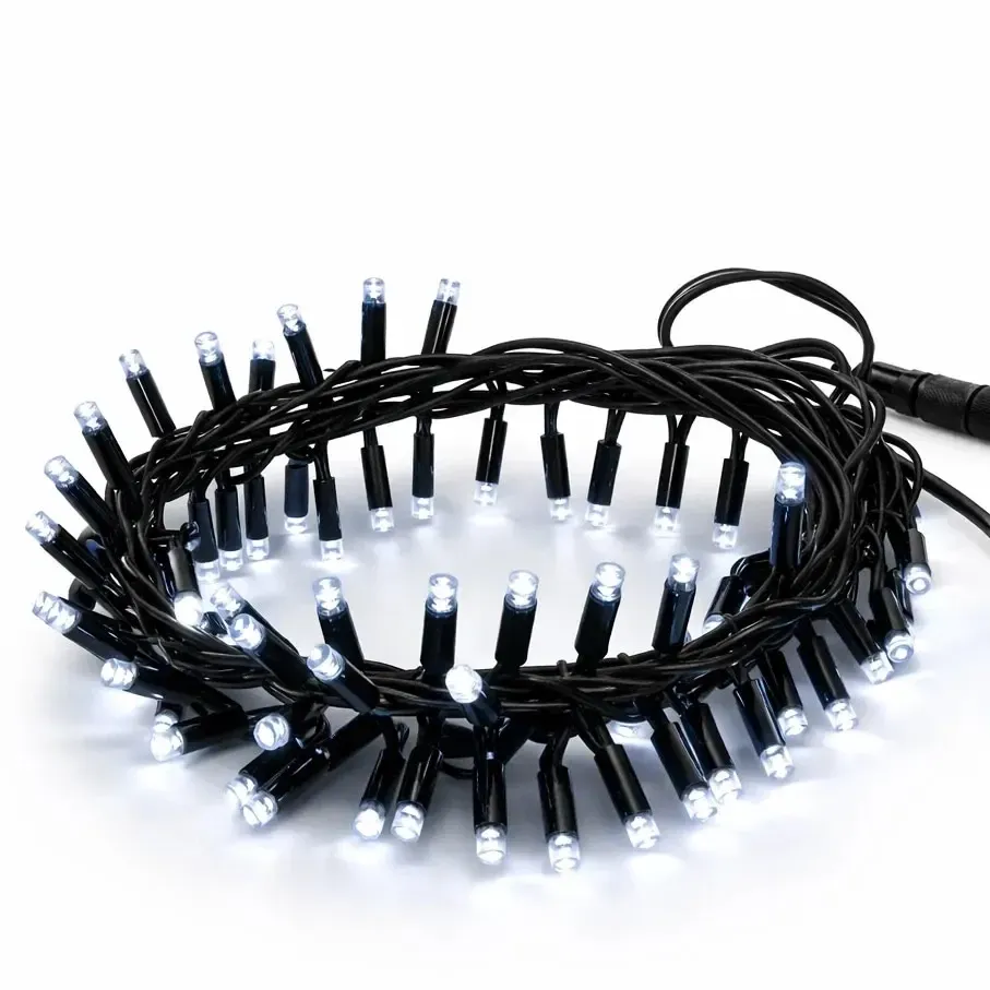 Easy Fix LED padajúci sneh 70 cm, ľadovo biely 70 LED diód, čierny kábel IP44, predĺženie