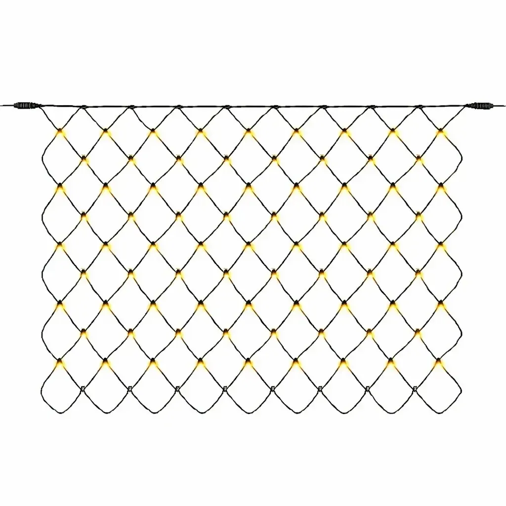Hobby Line LED svetelná sieť, 200 × 150 cm, teplá biela, 90 diód, tmavozelený kábel, IP44, predlžovací