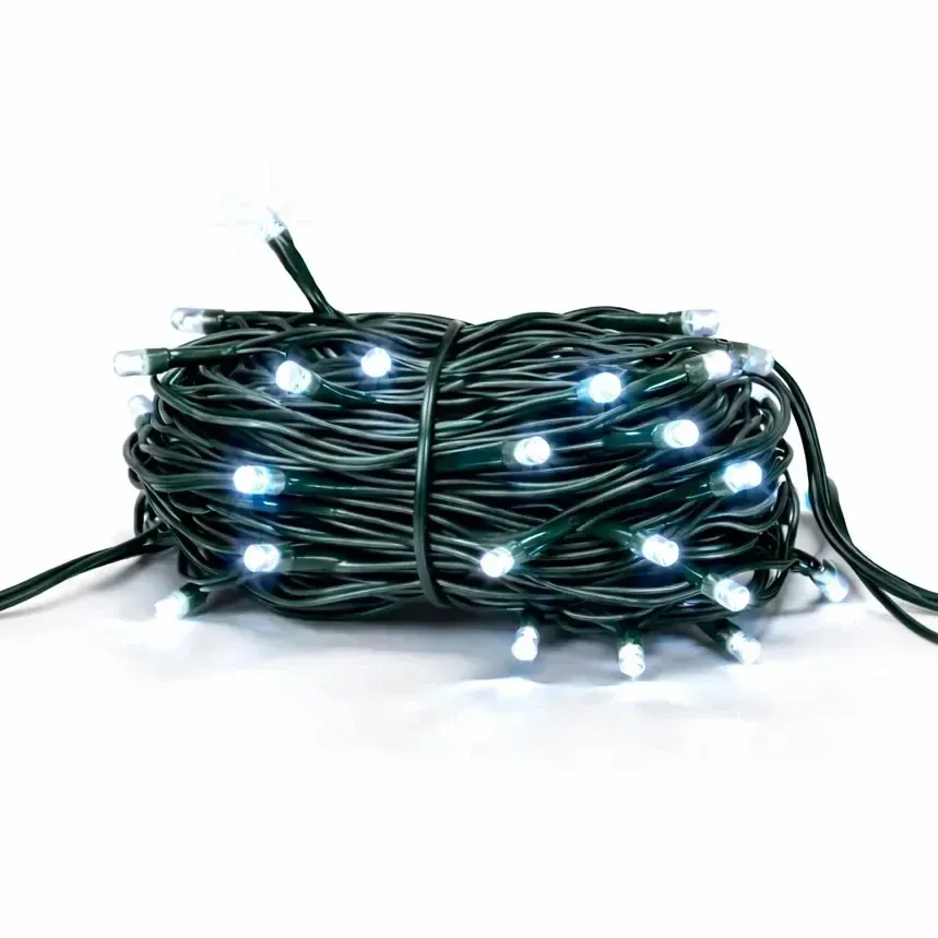 Hobby Line LED reťaz, vonkajšia, 4 m, ľadovo biela, 32 LED diód, tmavozelený kábel, IP44, predlžovací