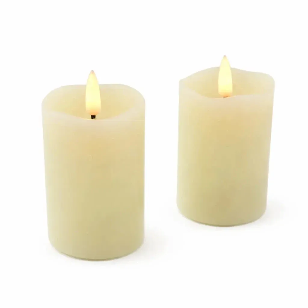 LED sviečky z pravého vosku na batérie, ø 5 × 7 cm, mandľová vôňa, sada 2 ks, CR2450