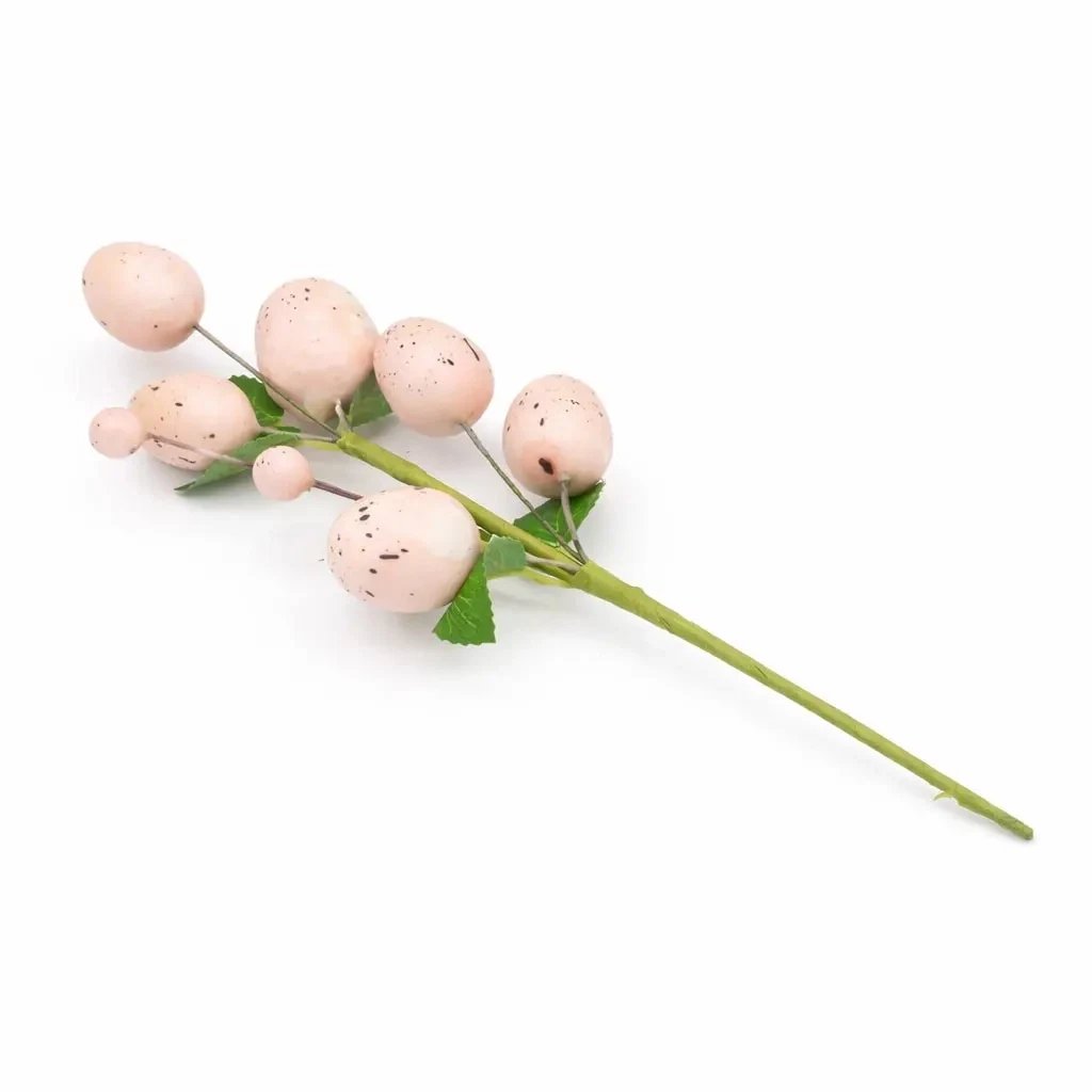 Veľkonočná vetvička s vajíčkami, 24 × 8 cm, ružové vajíčka, plast, vonkajšie
