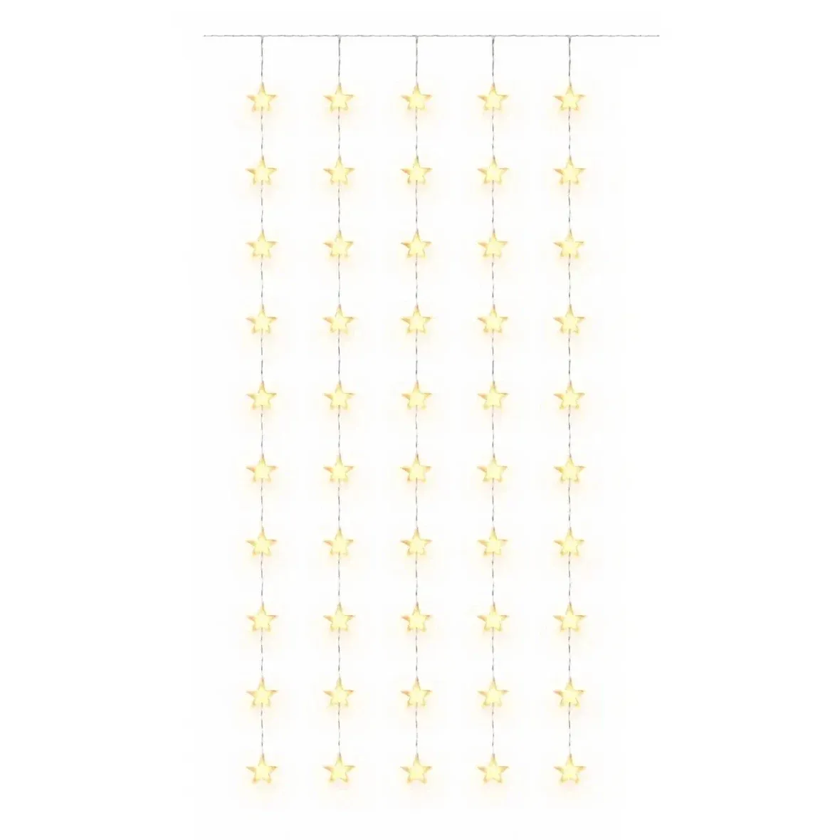 LED vianočné svietiace hviezdy do okna, 100 × 200 cm, teplá biela, 50 diód, priehľadný kábel, IP20 do interiéru, predlžovací