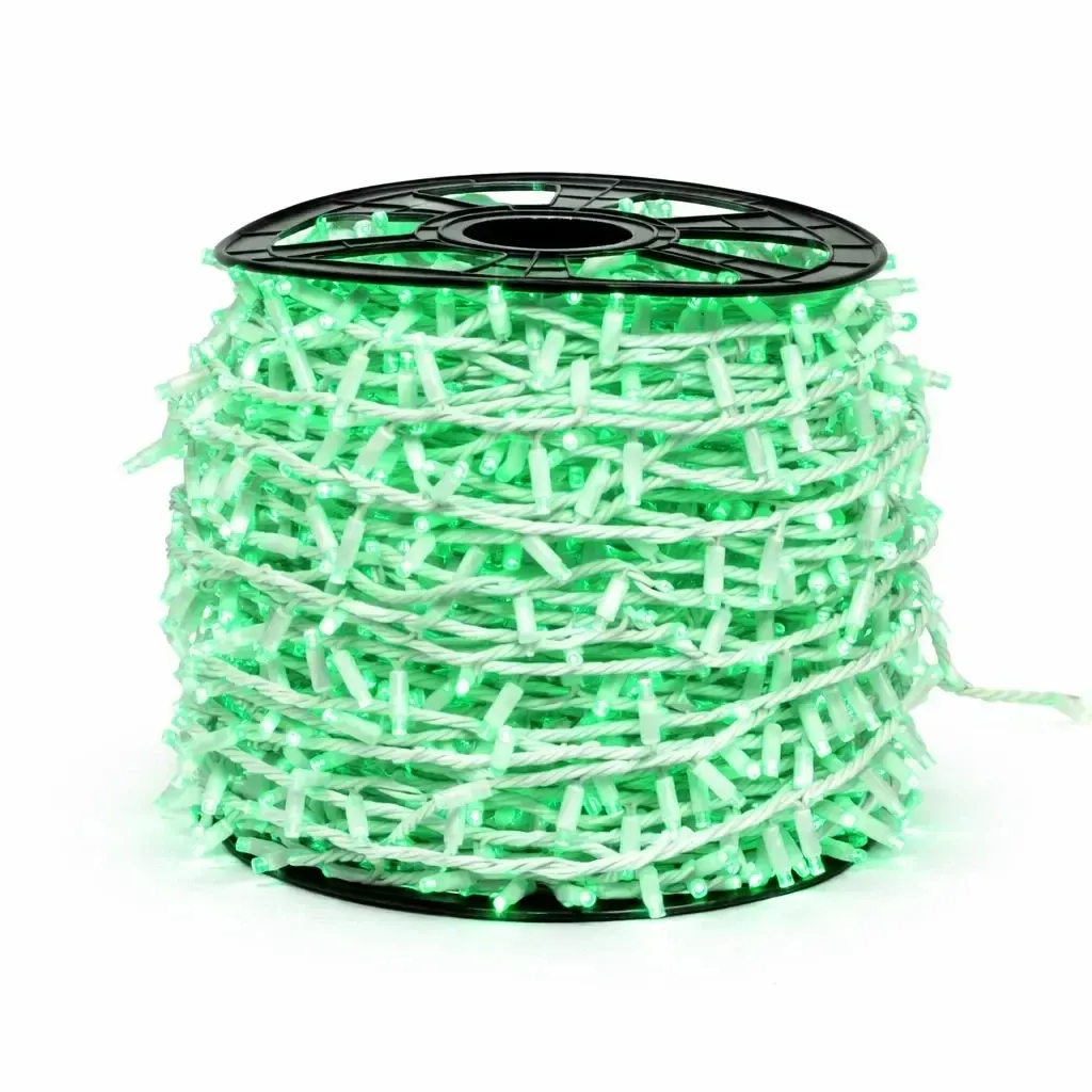 Svetelný reťazec Easy Fix LED, 100 m, vonkajší, zelený, 2000 LED diód, biely kábel, IP44, cievka