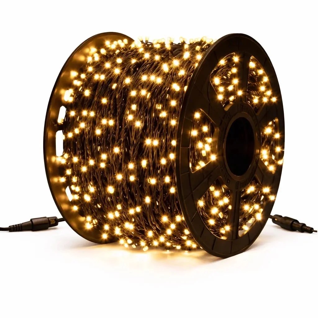 Svetelný reťazec Easy Fix LED, 100 m, vonkajší, teplá biela, 2000 diód, čierny kábel, IP67, cievka