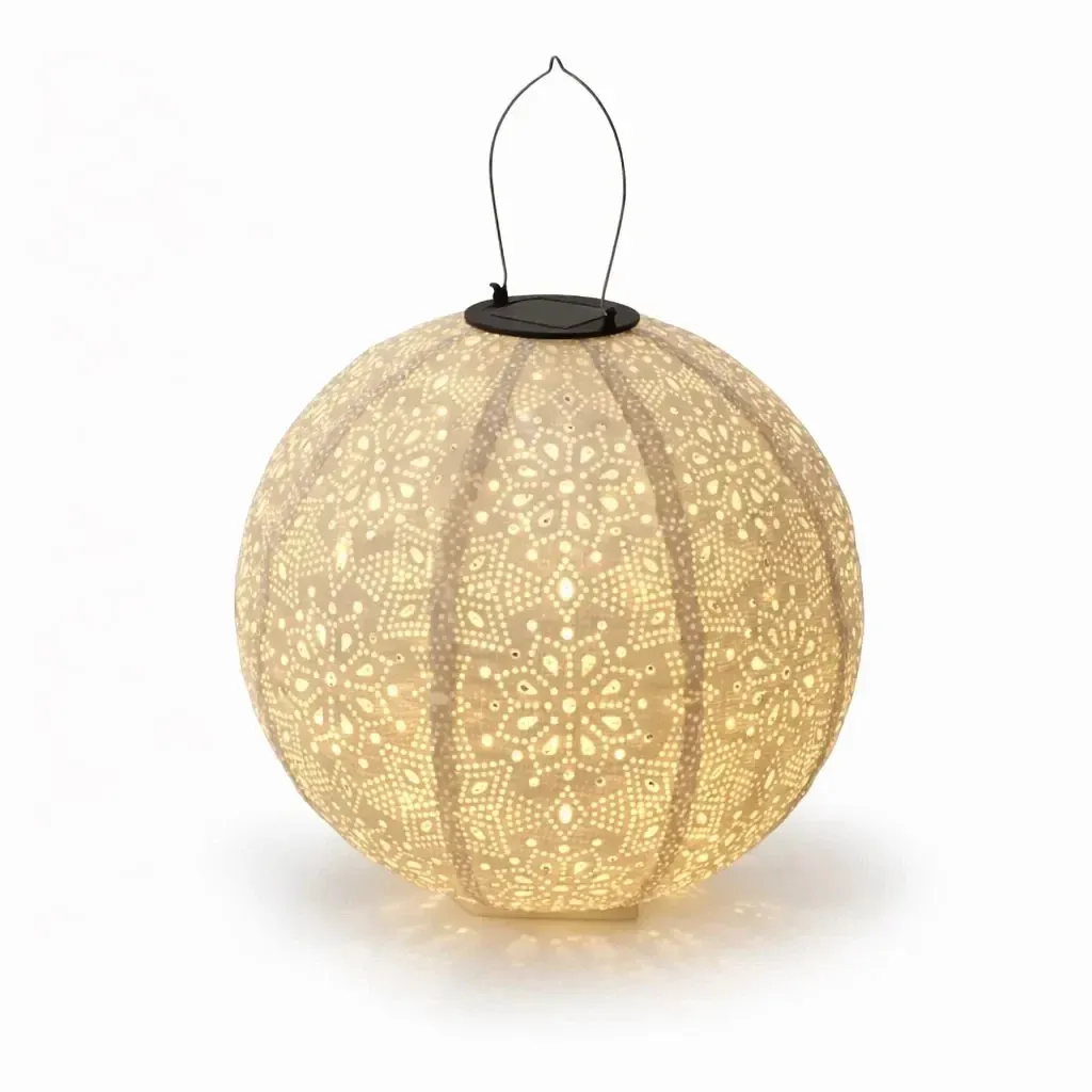 LED svietidlo solárne biele vonkajšie 30 cm, teplá biela, textilný papier