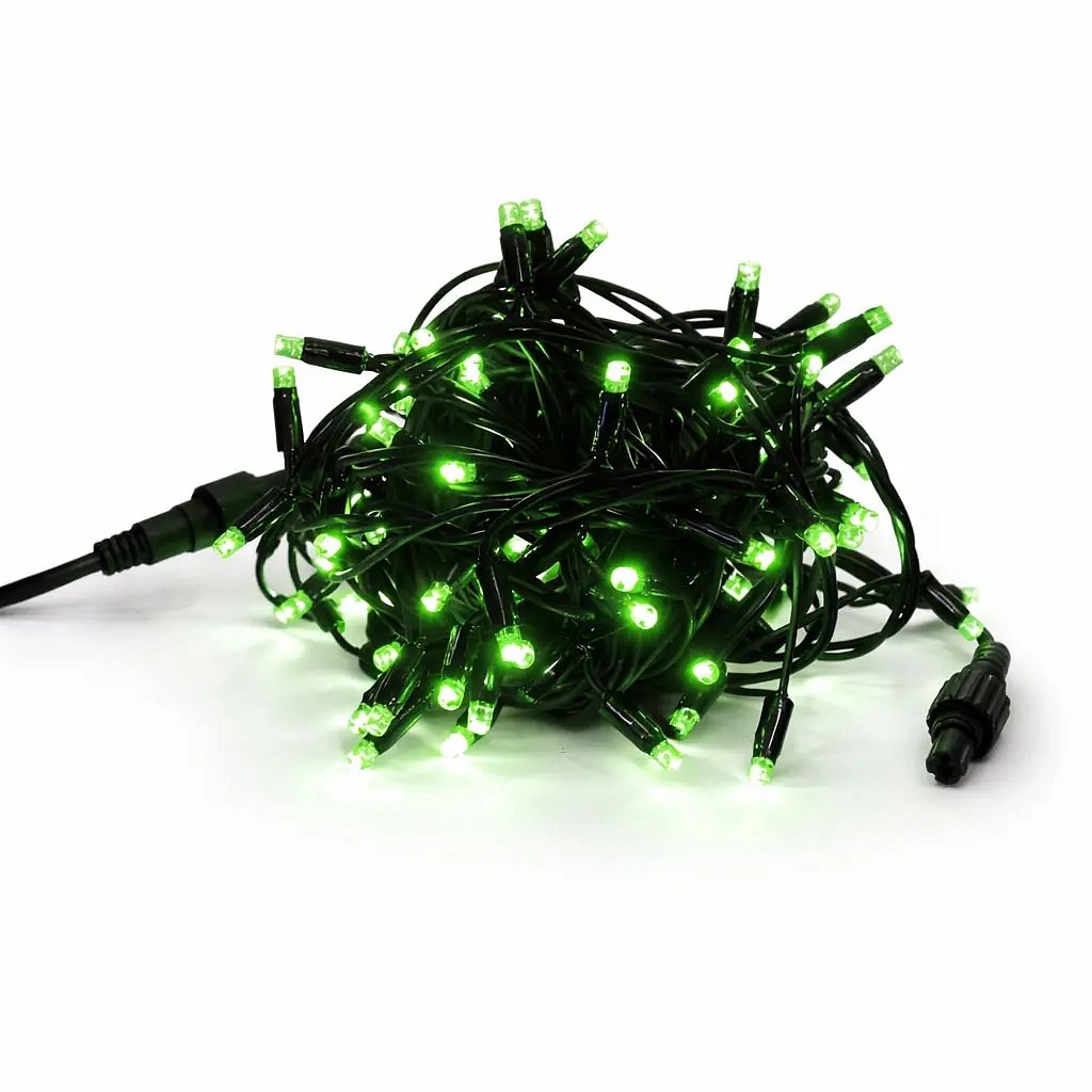 Svetelný reťazec Easy Fix LED, 5 m, vonkajší, zelený, 50 diód, čierny kábel, IP44