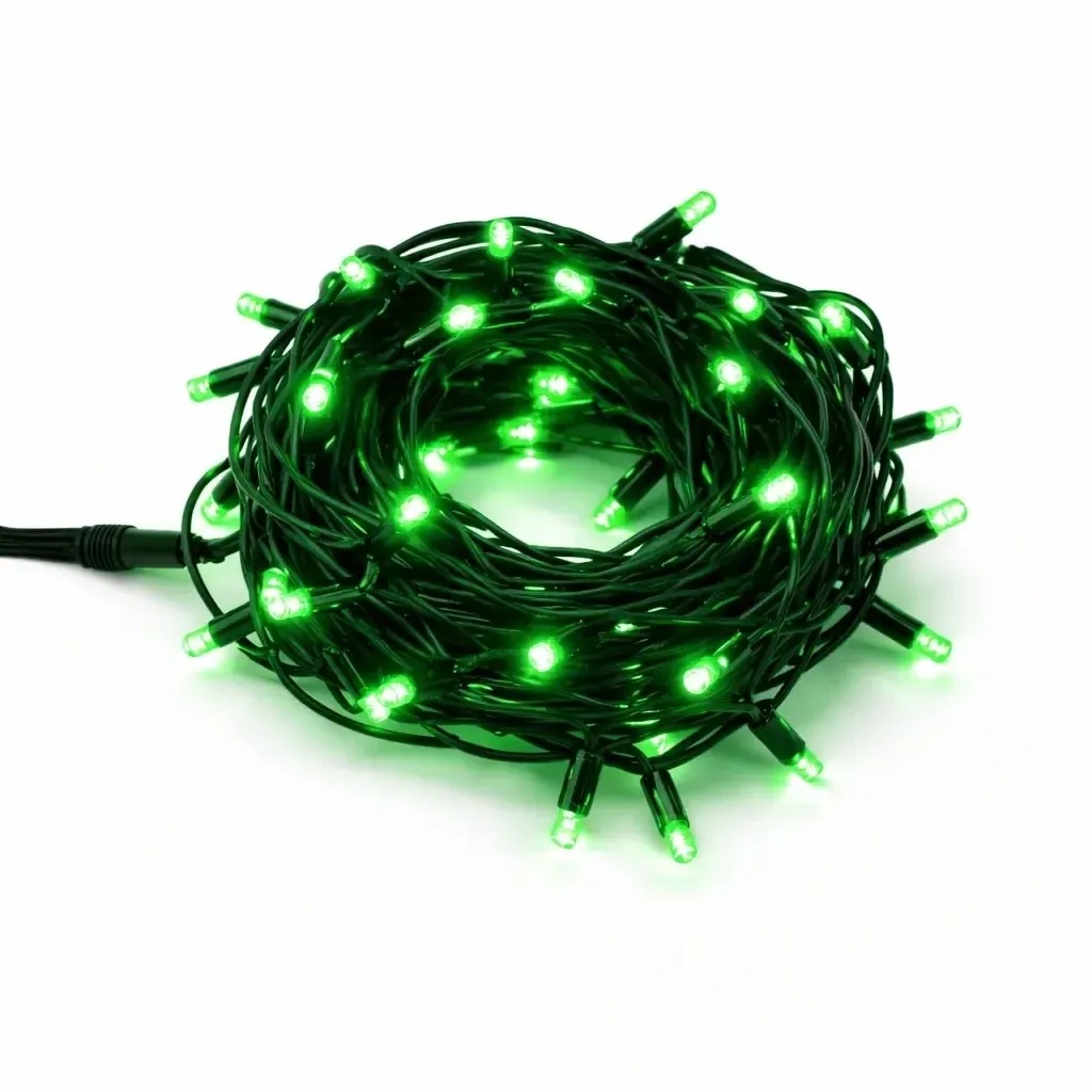 Svetelný reťazec Easy Fix LED, 5 m, vonkajší, zelený, 50 LED diód, čierny kábel, IP67