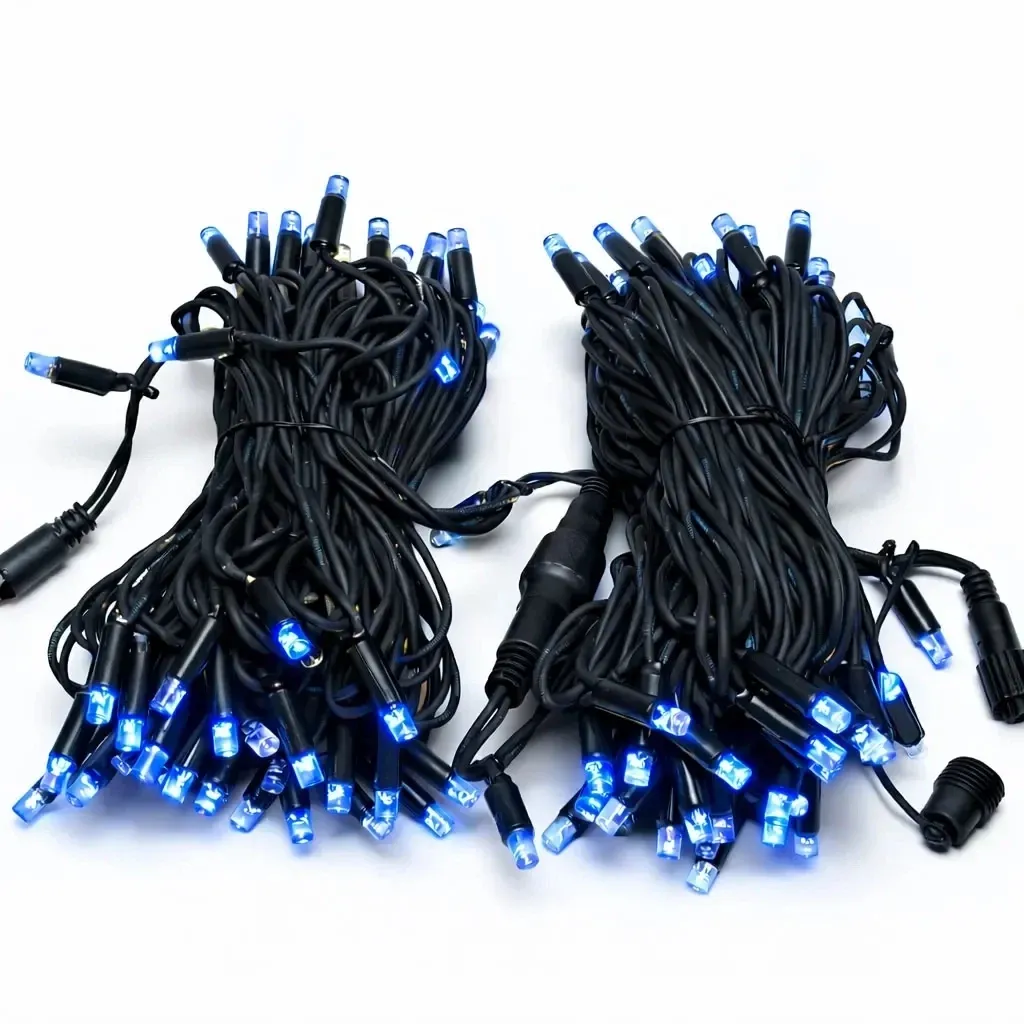 Svetelný reťazec Easy Fix LED, 20 m, vonkajší, modrý, 120 LED diód, čierny kábel, IP67