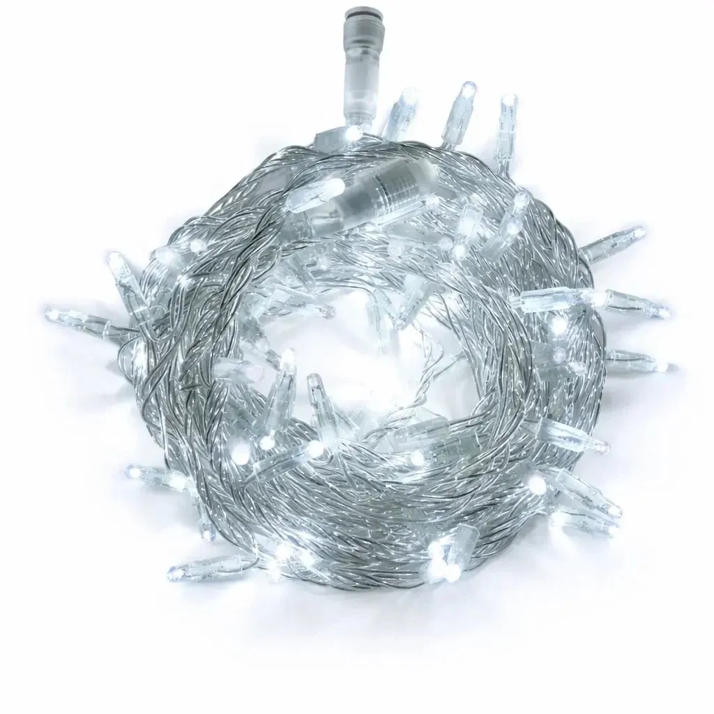 LED svetelný pás, 6 m, ľadovo biela, 96 diód, priehľadný kábel, IP44, 24 V