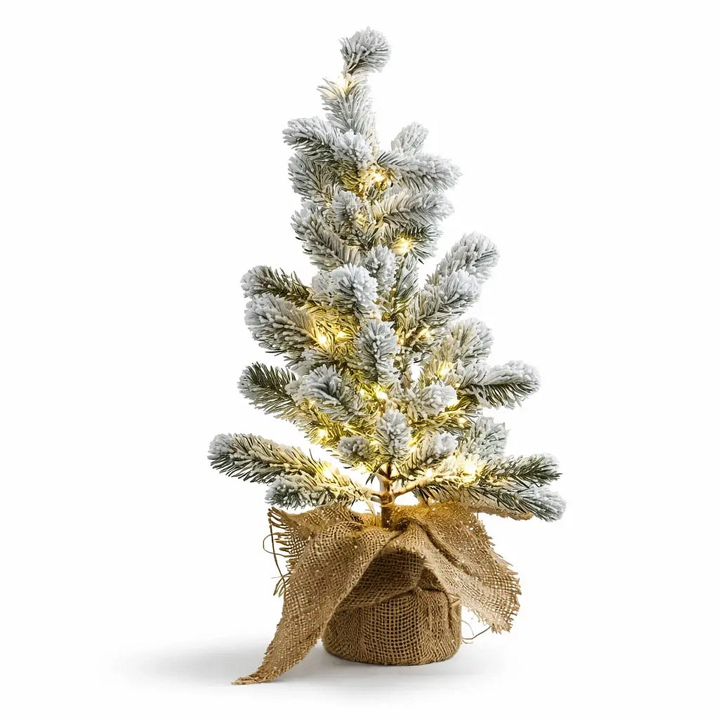 LED umelý vianočný stromček v kvetináči zasnežený 50 cm, IP20 vnútorný, 50 LED diód