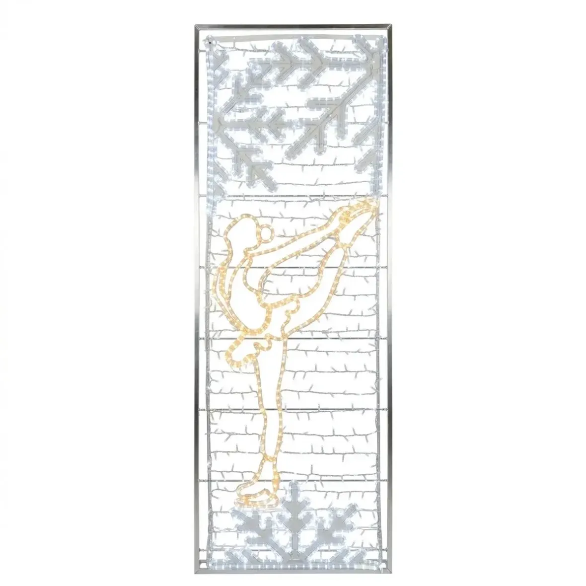Easy Fix 2D LED svetelný banner krasokorčuliarka, 80 × 247 cm, teplá a ľadová biela, závesný, 3D tlač, hliníkový rám