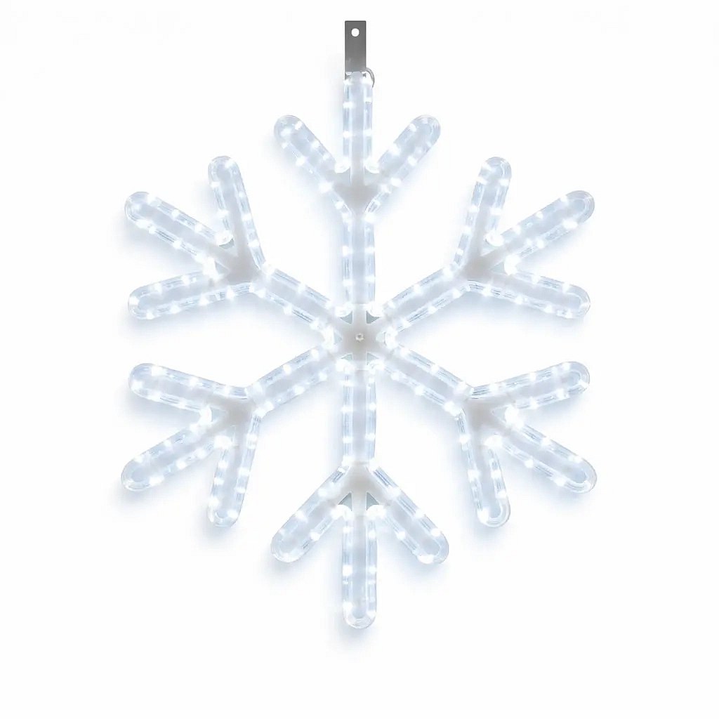 Easy Fix 2D LED svetelná vločka VII, Ø 66 cm, ľadovo biela s FLASH, závesná, 3D tlač, IP67