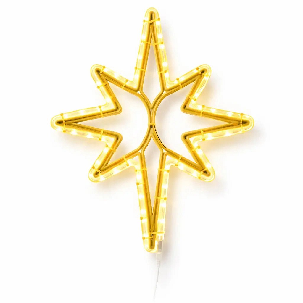Easy Fix 2D LED Star Light X., 43 × 55 cm, teplá biela, závesná, 3D tlač, zlatá