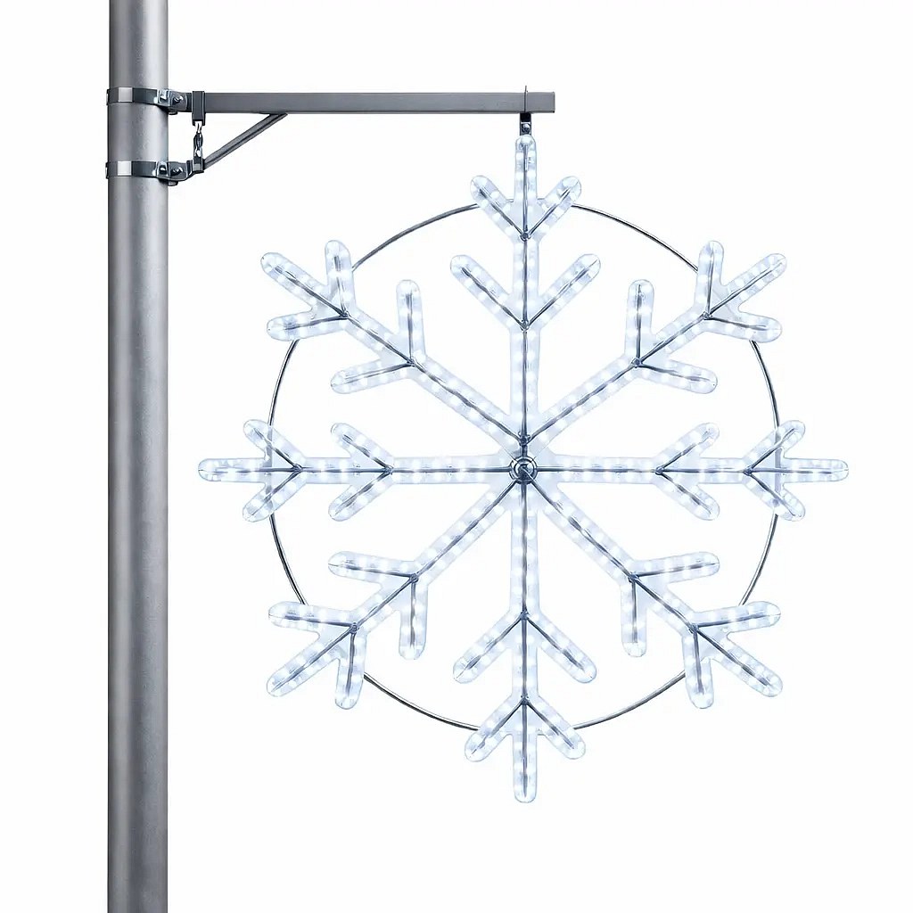 Easy Fix 2D LED svetelná vločka XVII, Ø 100 cm, ľadovo biela, sada verejného osvetlenia, hliník