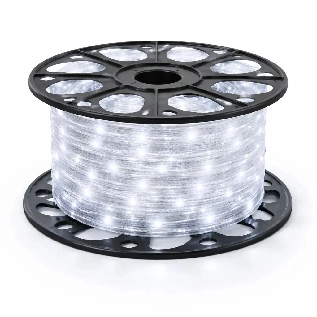 Easy Fix LED svetelná hadica na vonkajšie použitie, 50 m, ľadovo biela, 36 V, 1500 diód, priehľadná hadica, IP44, cievka – UPRAVIŤ CENU