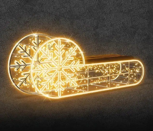 Svetelné sane LED Easy Fix 3D, 250 × 90 × 50 cm, teplá biela, stojace, hliník