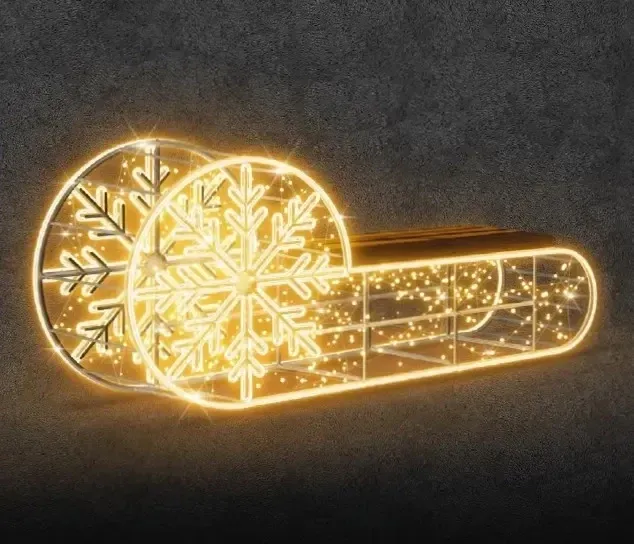 3D LED svetelné sane Eco Fix, 250 × 90 × 50 cm, teplá biela, stojace, hliník