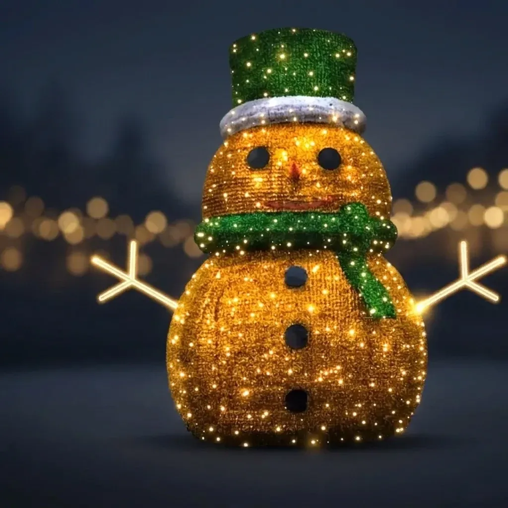 3D LED svetlo snehuliaka Eco Fix, 600 × 240 cm, teplá biela, hliník