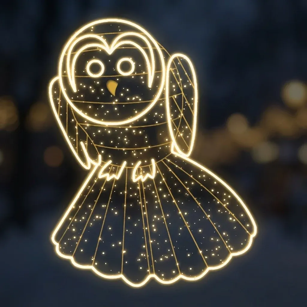 Easy Fix 2D LED svetelná sova, závesná, 130 × 165 × 5 cm, teplá biela, 3D tlač, priehľadná