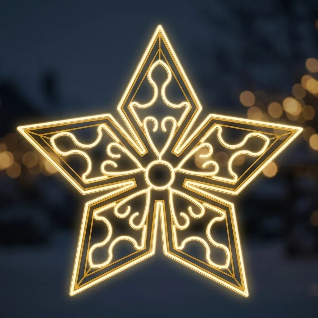 Easy Fix 2D LED svetelná hviezda Star Anise VII. s ornamentmi, závesná, Ø 300 cm, hliník