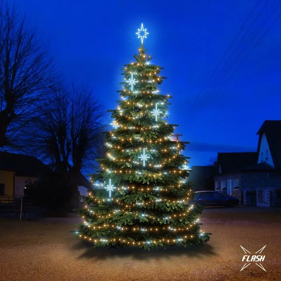 Sada LED osvetlenia na stromy vysoké 6–8 m, teplá biela s blikajúcim efektom, ľadové dekorácie DZ113S3