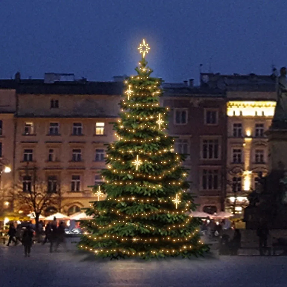 LED svetelná súprava pre vianočné stromčeky vysoké 9-11 m, teplá biela s dekormi DZ113WS3