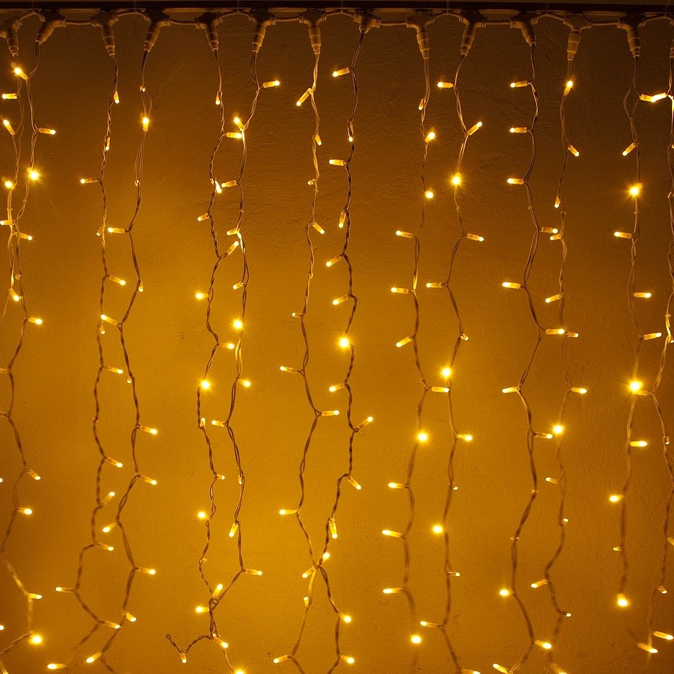 LED svetelná záclona - 1x1, 5m, teple biela, 150 diód