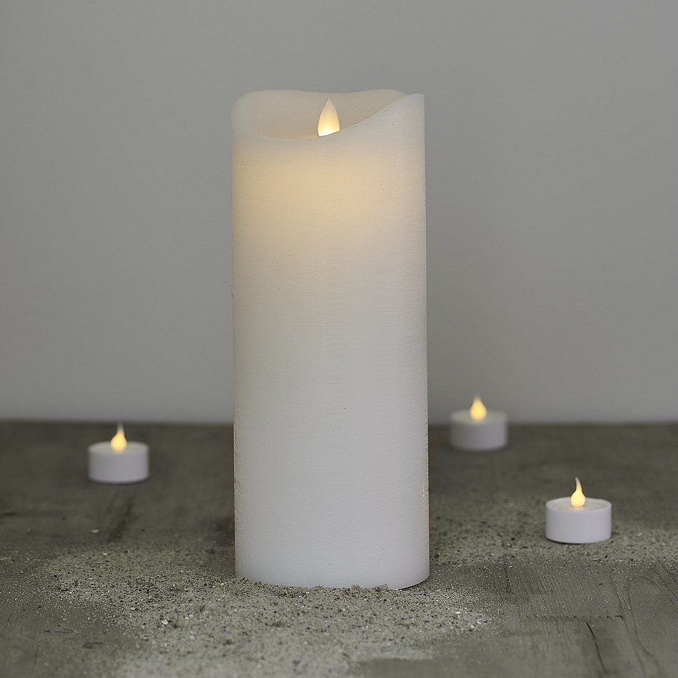Vosková LED sviečka, 20 cm, biela
