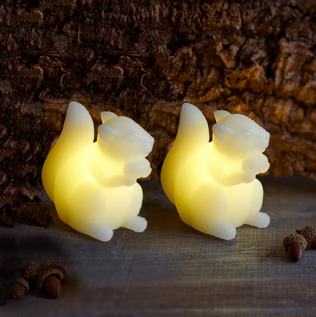 LED sviečka veverička, biela, sada 2 kusy, 9 cm