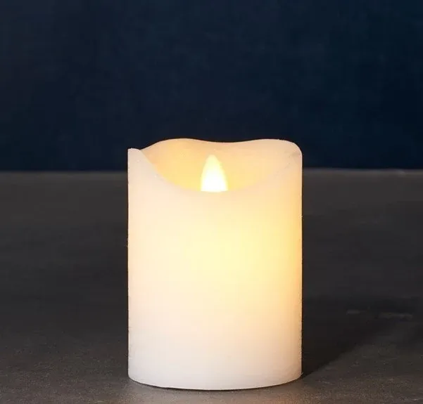 _Stiahnuté Vosková LED sviečka Sara exclusive, 10 cm, biela