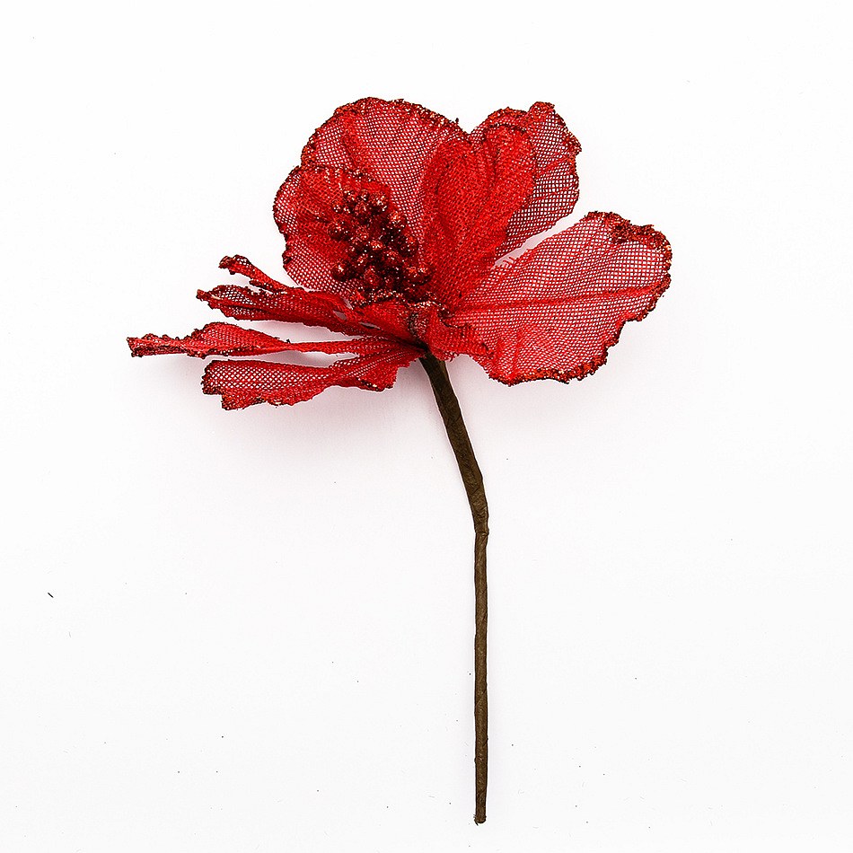 Červený umelý kvet 20,5x17cm