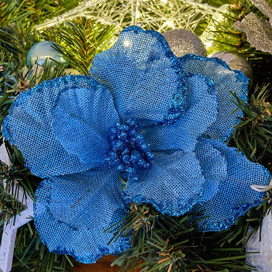 Modrý umelý kvet 20,5x17cm