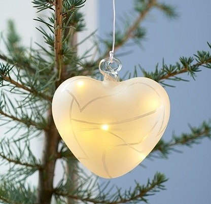 LED Svetelná dekorácia zmrazené srdce, sklo
